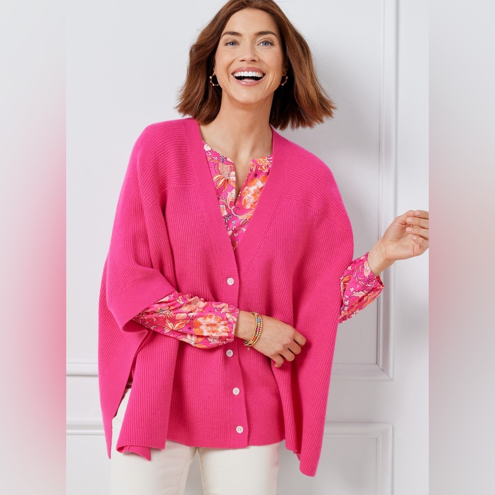 Talbots BUTTON FRONT PONCHO size M/L NWT $149